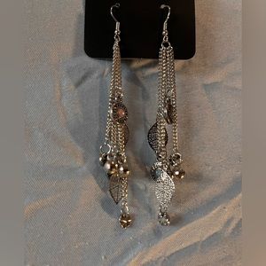 Beautiful silver and pink dangling earrings